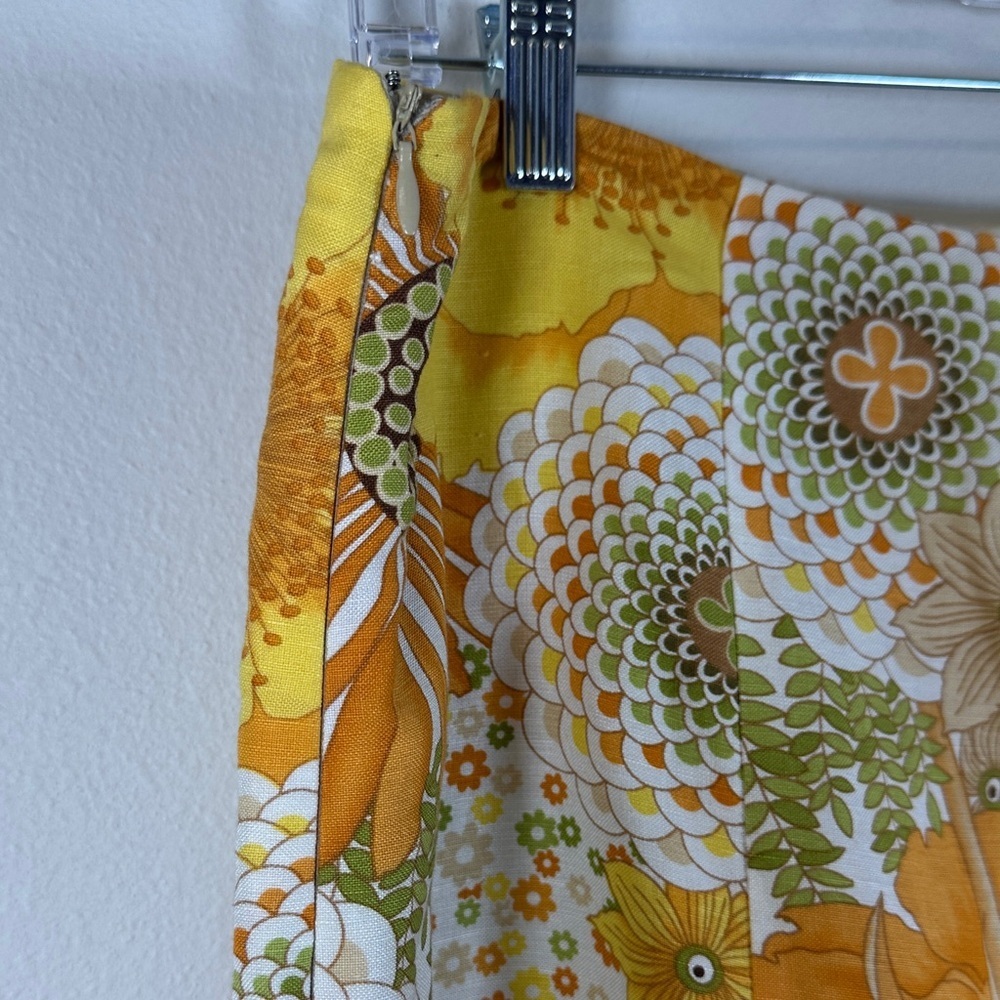 Evelyn Sunshine Floral Beaded A-Line Linen Blend Skirt Retro Vintage Style Sz 14 - Picture 8 of 8